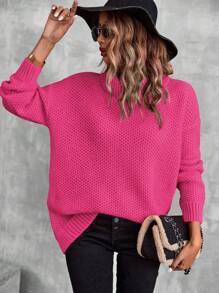 SHEIN LUNE Suéter casual de mujer de unicolor y diseño minimalista, top de manga larga