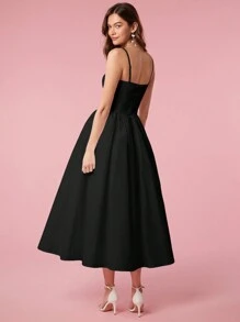 Enchnt Women's Simple Solid Color Casual Sleeveless Dress - Black - View 2