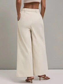SHEIN Unity Women Casual Solid Color Wide Leg Pants