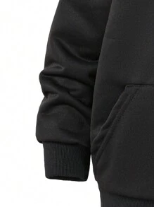 SHEIN Tween Boys' Spider Print Loose Fit Sweatshirt, Autumn/Winter - Black - View 4