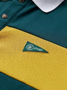 Manfinity RebelGame Men Letter Graphic Colorblock Polo Shirt & Shorts For Summer,Back To School - Multicolor - View 6