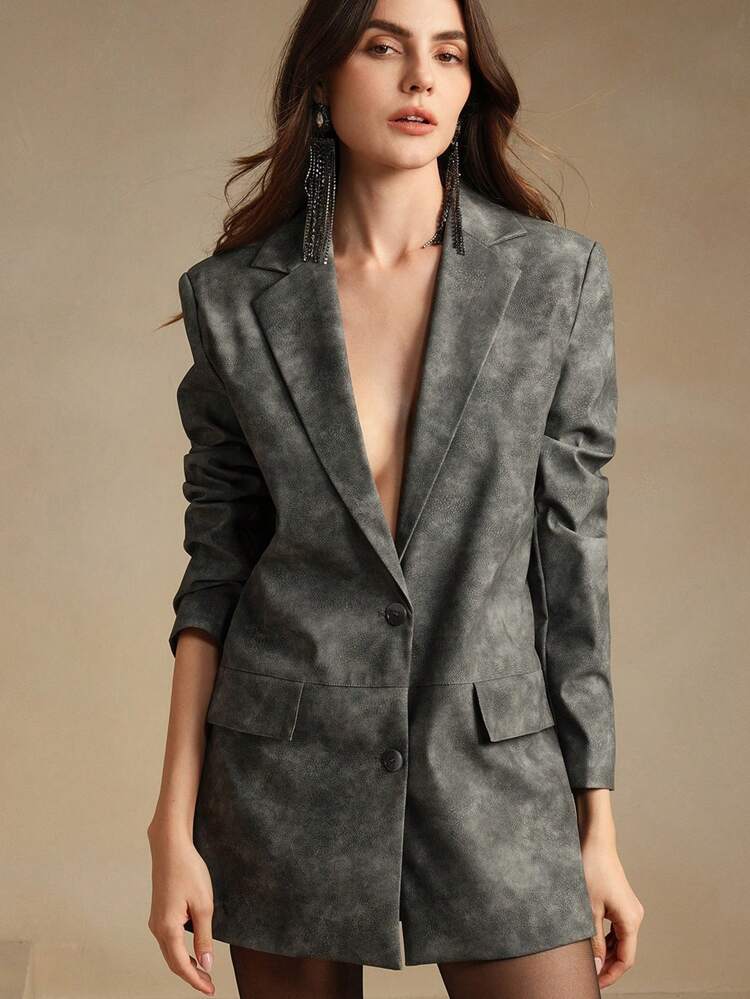 Women's Modern Casual Urban Retro Tie-Dye Washed Vintage High-End Blazer Dress