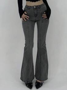 DAZY Women's Simple Daily Flared Leg Denim Jeans