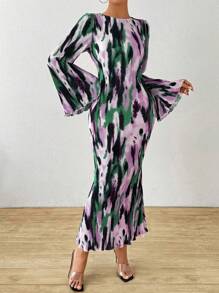 Chiquease Women's Colorful Ombre Print Crew Neck Long Sleeve Dress - Multicolor - View 4