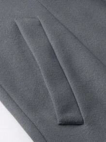 OTTIMOZO Men's Solid Color Front Button Long Sleeve Pocket Simple Jacket, Casual Daily Wear - Dark Grey - View 4