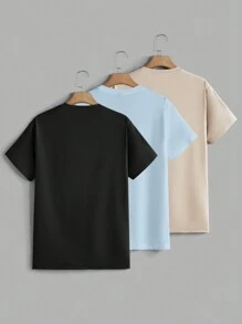 GENTILAND 男士纯色简约休闲针织短袖T恤 - 彩色 - 查看 2