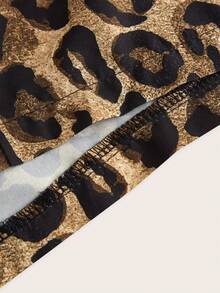 Chiquease Damen Leoparden Muster Hose mit elastischem Bund und weitem Bein - Kaffeebraun - Übersicht 4