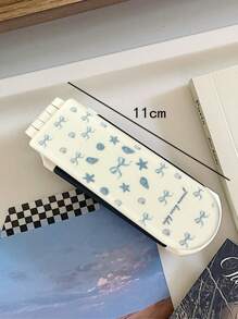 ROMWE Kawaii 1pc Shell Bow Tie Ocean Print Detangling Folding Comb With Mirror, Random Pattern - Multicolor - View 3