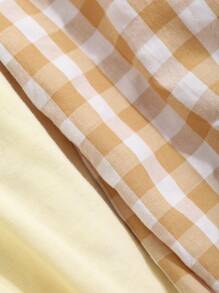 DAZY Simple Round Neck T-Shirt And Plaid Pants Pajama Set