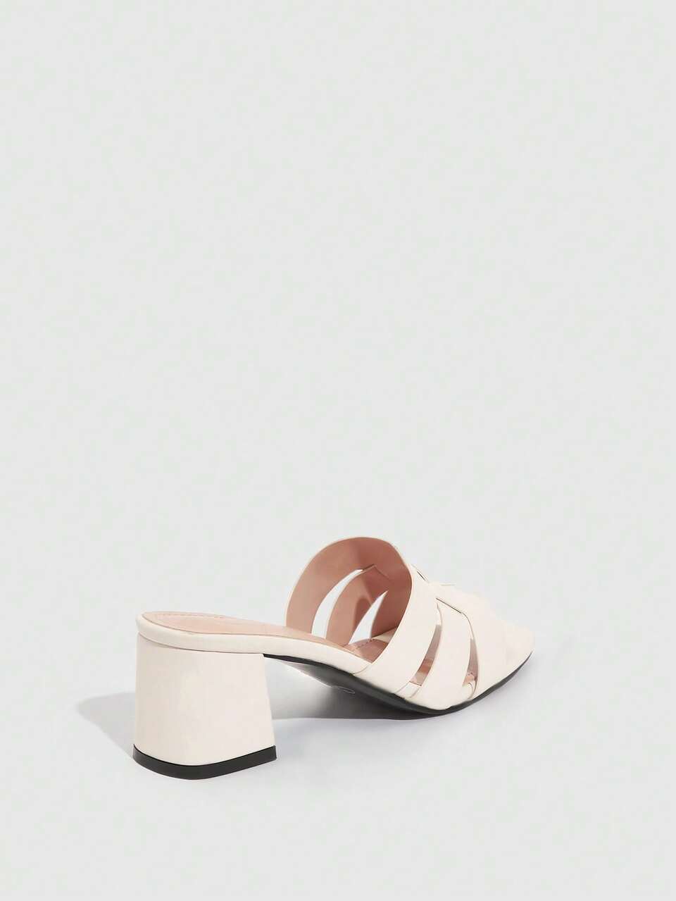 CUCCOO BIZCHIC Woman Shoes Braided Detail Square Toe Outdoor Wedding Chunky Heeled Elegant White Mule Sandals For Summer Graduation Heels Prom Heels Vacation Shoes Summer Elegant Sandals Back To School Shoes College Student Shoes Elegant Basics Business Casual Business Chic Spring Shoes Spring Break Easter