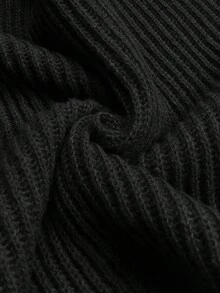 Women's All-Match Loose V-Neck Button Knit Sweater, Casual Versatile Lightweight Ribbed Pullover, Black - Black - View 10