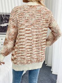Chiquease Áo khoác cardigan chấm bi vải chiffon rộng rãi màu tương phản thường ngày - trắng - Xem 2