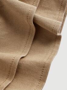 SHEIN MOD Women's Solid Color Simple Daily Double Layer Denim Shorts - Apricot - View 4