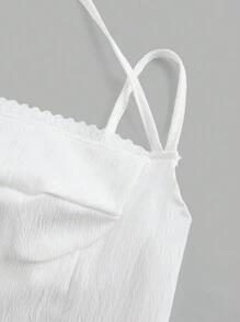 SHEIN Unity Áo ba lỗ buộc dây sau lưng màu trơn cho nữ, mặc thường ngày - trắng - Xem 3