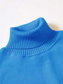 Manfinity Homme Men's Casual Letter Pattern Turtleneck Sweater, Autumn/Winter Letter Embroidery, Men Turtleneck Sweater, Men Turtle Neck, Blue Turtleneck Sweater, Men Blue Sweater, Blue Sweater - Baby Blue - View 5