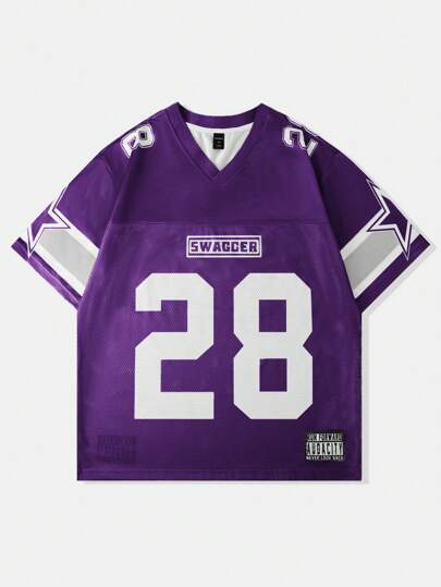 Street Life Men's Sports Jersey Football Jersey Style T-Shirt Short Sleeve Mesh Panel Design, Summer