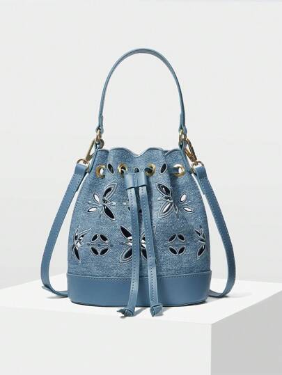 MOTF PREMIUM 女士时尚镂空刺绣贝壳边手提包