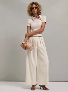 SHEIN Unity Women Casual Solid Color Wide Leg Pants
