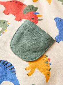 Cozy Pixies 男婴 2 件套卡通恐龙针织柔软圆领运动衫和慢跑裤套装 - 綠色 - 查看 8