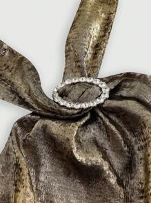 ROMWE Kawaii Vestido mini suelto con nudo en el cuello asimétrico para mujeres, para Año Nuevo - Negro - Ver 3