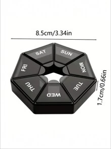 SHEIN 1Pc One Week 7-Point Pill Box Round, 7-Grid Carry-On Weekly Sub-Package Small Pill Box, Mini 7-Day Portable Pill Accessories Box, Decorations, Gifts,Back To School