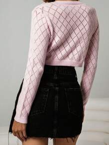 Chiquease Women's Solid Color Casual Long Sleeve Cardigan - Pink - View 2
