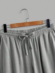 Manfinity VCAY 2pcs Men's Set: Loose Fit Drop Shoulder Crew Neck Long Sleeve T-Shirt And Elastic Waist Relaxed Fit Casual Pants, Summer - Multicolor - View 8