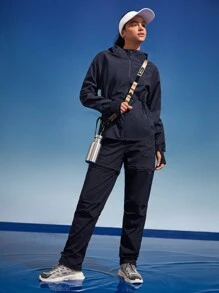 In My Nature 女士四季连帽长袖休闲雨衣 - 藏蓝色 - 查看 5