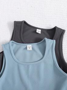 Tween Girl Solid Tank Top & Drawstring Waist All-Match Jogger Pants Casual 2-Piece Sets - Multicolor - View 4