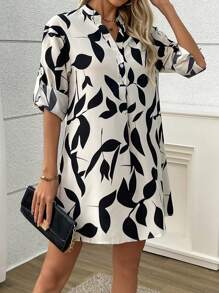 Calvaya 女士花卉印花长袖衬衫裙 - 彩色 - 查看 4