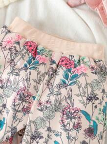 2 件装女婴可爱兔子和花卉印花运动衫和裤子套装 - 粉色 - 查看 6