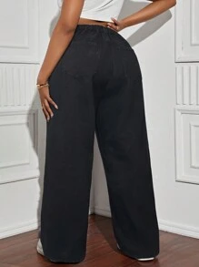 SHEIN SXY 大码复古破洞直筒牛仔裤 - 黑色 - 查看 2