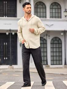 Manfinity VCAY Camicia con cappuccio casual slim fit da uomo, adatta per l'autunno