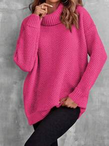 SHEIN LUNE Suéter casual de mujer de unicolor y diseño minimalista, top de manga larga