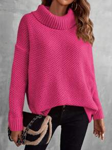 SHEIN LUNE Suéter casual de mujer de unicolor y diseño minimalista, top de manga larga