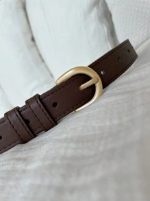 DAZY 可调节金属装饰简约休闲腰带 - 咖啡 - 查看 4