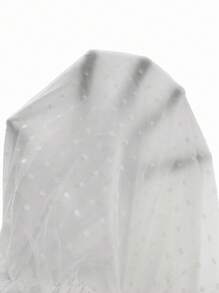 SHEIN Maternity Bow Shoulder Dobby Mesh Overlay Belted Dress - White - View 7