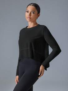 VARSITIE 夏季和秋季户外休闲基本款女式运动 T 恤和背心 - 黑色 - 查看 5