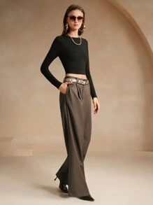 Anewsta Elegant Pleated Maxi Trousers