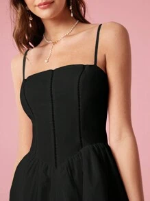 Enchnt Women's Simple Solid Color Casual Sleeveless Dress - Black - View 3