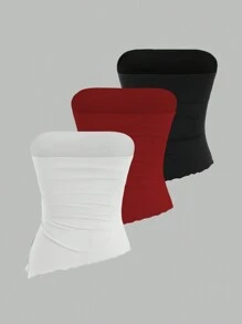 Sweetra 女式 Y2K 风格纯色褶皱不对称下摆无袖短款上衣，适合新年服装