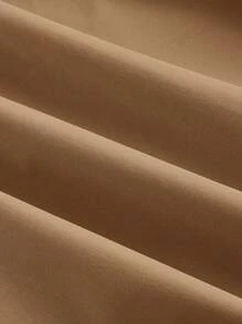 SHEIN MOD Váy ôm eo cổ điển không tay màu kaki dành cho nữ vào mùa thu/đông - Lạc đà - Xem 4