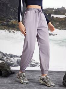 In My Nature Women's Solid Color Drawstring Pocket Relaxed Fit Outdoor Sports Pants & Joggers - Purple - View 7