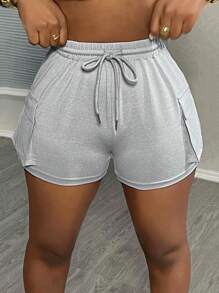 Slaydiva Women's Casual Sport Cargo Shorts - Grey - View 3