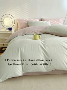 Bộ chăn ga gối trẻ em 3 món màu xanh lá cây và hồng - Vỏ chăn & Vỏ gối - màu xanh lá - Xem 5