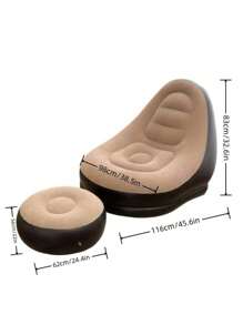 1 pieza Sofá inflable con reposapiés portátil de PVC para exteriores, taburete de viaje para campamento