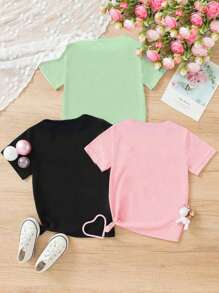 Young Girl Round Neck Short Sleeve Letter Printed Casual Top