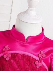 Baby Girls' Chinese Style Lace Patchwork Elegant Hanfu A-Line Dress