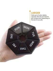 SHEIN 1Pc One Week 7-Point Pill Box Round, 7-Grid Carry-On Weekly Sub-Package Small Pill Box, Mini 7-Day Portable Pill Accessories Box, Decorations, Gifts,Back To School