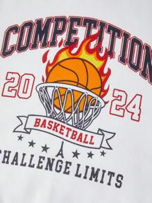 SHEIN 青少年男孩篮球连帽运动衫和裤子两件套